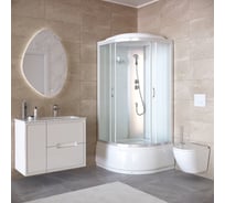 Душевая кабина без гидромассажа Taliente 80_80_215см, четверть круга, матовое стекло, белые задние стенки TA-8080M