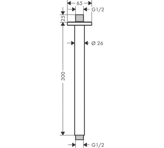 Потолочный держатель Hansgrohe Vernis Shape 300 мм, матовый черный 26407670
