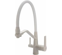 Смеситель для кухни Ekko с гибким изливом, высоким поворотным краном и подключением под фильтр для питьевой воды, латунь, белый матовый EM4460-8