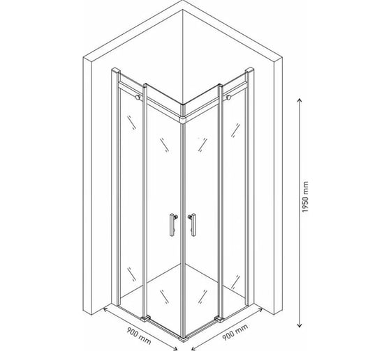 Душевой уголок Berges MELITA 900x900x1950 прозрачное стекло, 6 мм, профиль хром 061028