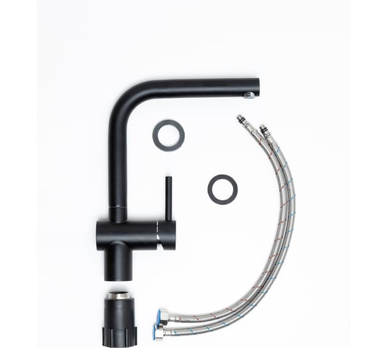 Смеситель кухонный Grandex AQUA BASIC-L BLACK METALIC 9002015 1