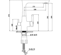 Смеситель для кухни GranFest Композит Г-обр. с краном питьевой воды D-40мм черный арт. 3223 черный