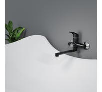 Смеситель для ванной настенный CAPEL c длинным изливом, ABS- пластик,черный CAP-SV-B-03