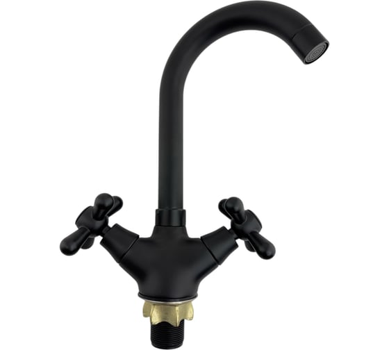 Смеситель для кухни двухвентильный ALOUTE Высота 250 мм. Подвод воды гибкий, крепление на большой гайке A6213H-11 1