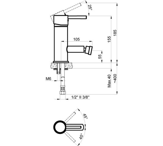 Смеситель для биде Azario TASCO AZ-15166601