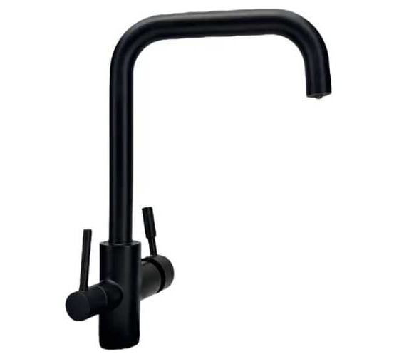 Смеситель для кухни ALOUTE 340 мм однорычажный, черный матовый, со встроенным краном под питьевую воду A60713H 1