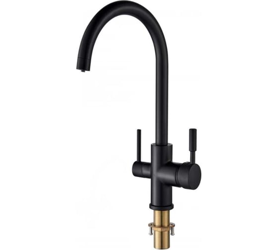 Смеситель для кухни ALOUTE 340 мм, однорычажный, черный матовый со встроенным краном под питьевую воду A60813H 1