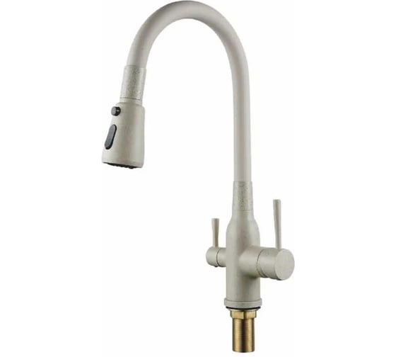 Смеситель для кухни ALOUTE бежевый, с силиконовым изливом, однорычажный, с дополнительным выводом под фильтр питьевой воды, режим душ/струя A61513K-302-6 1