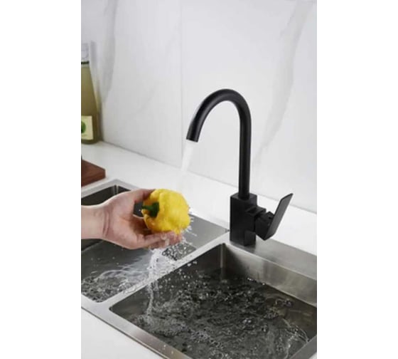 Смеситель для кухни однорычажный ALOUTE с боковой ручкой, крепление на гайке, гибкая подводка 1/2 A1013H 1