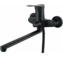 Смеситель для ванны ALOUTE с длинным изливом 35 см, однорычажный, переключатель на корпусе, цвет черный A0163H