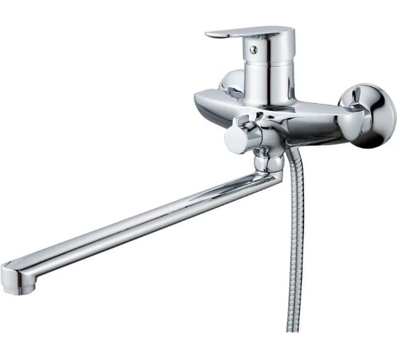 Смеситель для ванны ALOUTE с длинным изливом 35 см, однорычажный, переключатель на корпусе, цвет хром A0863 1