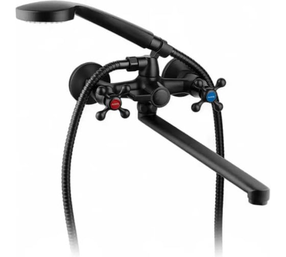 Смеситель для ванны ALOUTE черный, двухручковый, излив 30 см A5083H 1