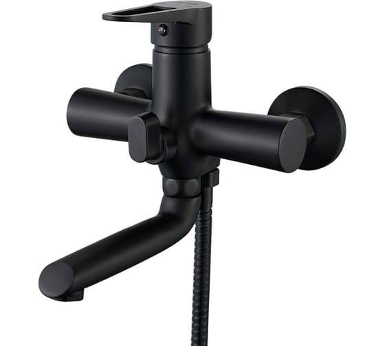 Смеситель для ванны ALOUTE с коротким изливом 17 см , однорычажный, переключатель на корпусе, черный A0602H 1