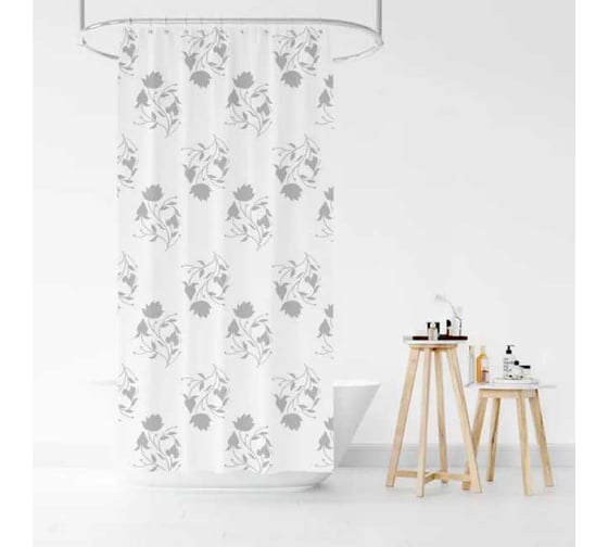 Штора для ванной Селфи Винетта полиэстер, 200x200, (цветы) 547-378 1