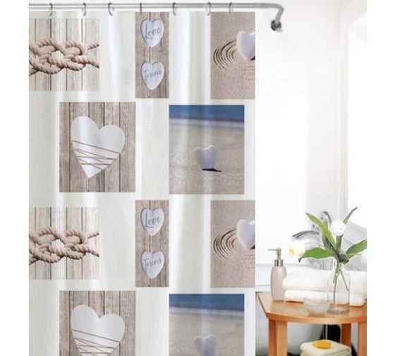 Штора для ванной Селфи EVA 180*180 Сердечки 547-348 1