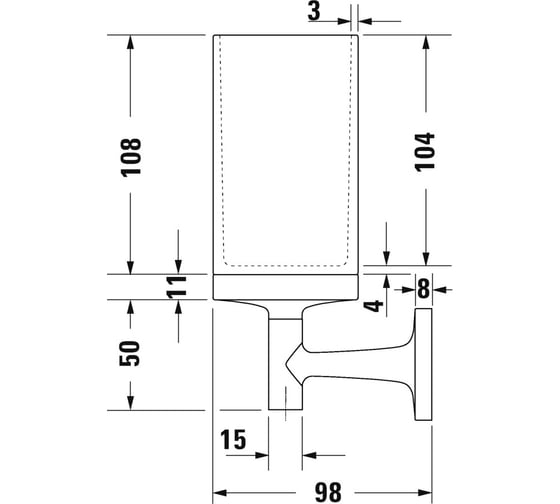 Держатель для стакана Duravit Starck T черный матовый, стекло матовое 00000070792 99314600