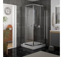 Душевой уголок Teymi 90х90 с поддоном стекло прозрачное закаленное профиль хром глянцевый Helmi сифон клик-клак в комплекте T00603 ЦБ-00272613