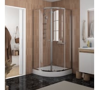 Душевой уголок Teymi 90х90 с поддоном стекло прозрачное закаленное профиль хром глянцевый Lina сифон клик-клак в комплекте T00503 ЦБ-00272614