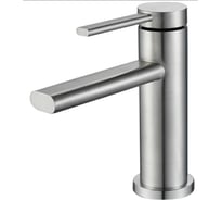 Смеситель для раковины, для умывальника OUTE матовый хром 164 мм, однорычажное управление, фиксированный излив, на гайке, нержавеющая сталь T40701