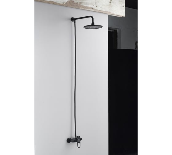 Душевая стойка зонт для душевой кабины ALOUTE со смесителем и тропическим душем без излива, черный A3184H 1