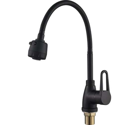 Кухонный смеситель ALOUTE с гибким изливом, черный, крепление на большой гайке A0613H-8 1
