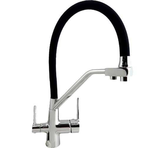 Смеситель для кухни ALOUTE хром, однорычажный, с дополнительным выводом под фильтр питьевой воды, с аэратором, с гибким изливом A60613-2 1