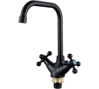 Смеситель для кухни ALOUTE двухвентильный, подвод воды гибкий, крепление на большой гайке A6113H-17