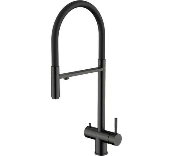 Смеситель для кухни Knotlor с подключением фильтра, вороненая сталь SS-16/GM 1