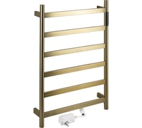 Полотенцесушитель электрический KRAFTTE 480 х 730 х 90 мм, лесенка 6 перекладин, 75 Вт, из нержавеющей стали, сенсорное управление с таймером до 24 часов, цвет матовое ЗОЛОТО 44047