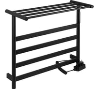 Полотенцесушитель электрический KRAFTTE 510 х 575 х 220 мм, лесенка на 4 перекладины с полкой, 75 Вт, из нержавеющей стали, сенсорное управление с таймером до 24 часов, цвет ЧЁРНЫЙ 44019