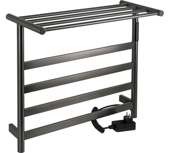 Полотенцесушитель электрический KRAFTTE 510 х 575 х 220 мм, лесенка на 4 перекладины с полкой, 75 W, из нержавеющей стали, сенсорное управление с таймером до 24 часов, цвет ГРАФИТ. 44020 1