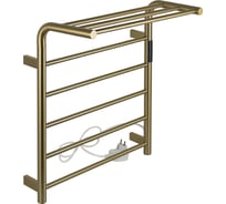 Полотенцесушитель электрический KRAFTTE с сенсорным управлением, с таймером до 24 часов, температура нагрева 35 - 70 С, лесенка 5 перекладин, с полкой, 530 х 620 х 295 мм, из нержавеющей стали, цвет матовое ЗОЛОТО. 44051