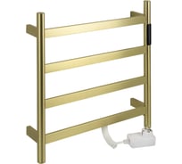 Полотенцесушитель электрический KRAFTTE 475 х 505 х 90 мм, лесенка 4 перекладины, 75 Вт, из нержавеющей стали, сенсорное управление с таймером до 24 часов, цвет матовое ЗОЛОТО 44041