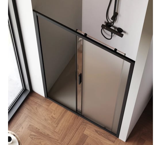 Душевая дверь AM.P Gem Solo 110x195, стекло матовое, профиль черный матовый W90G-110-1-195BM