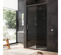 Душевая дверь AM.P Gem Solo 110x195, стекло тонированное, профиль черный матовый W90G-110-1-195BG