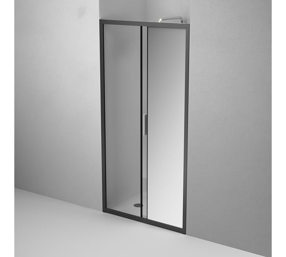 Душевая дверь AM.P Gem Solo 100x195, стекло закаленное, профиль черный матовый W90G-100-1-195BMir