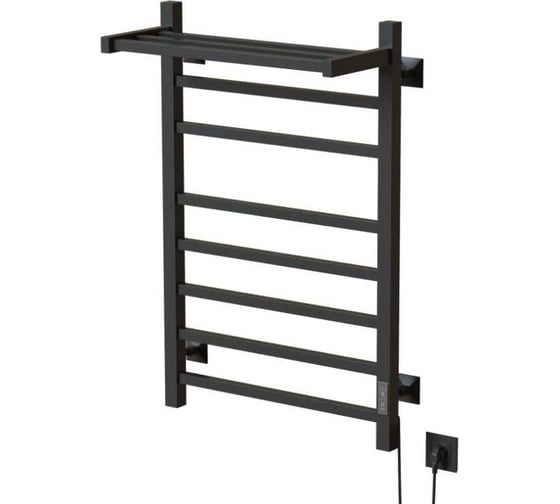 Полотенцесушитель MIXLINE FORTUNE 80х50, таймер, 560 Вт, 7 перекладин + полка, электрический, графит 557657 1