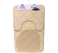 Набор для ванной и туалета Селфи 3 предмета Калипсо ( 2 коврика 50x80+50x40, 1 чехол на крышку) бежевый 927-558