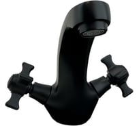 Смеситель для умывальника ALOUTE тюльпан, вентильный, с коротким изливом, черный матовый, крепление на гайке A6301H