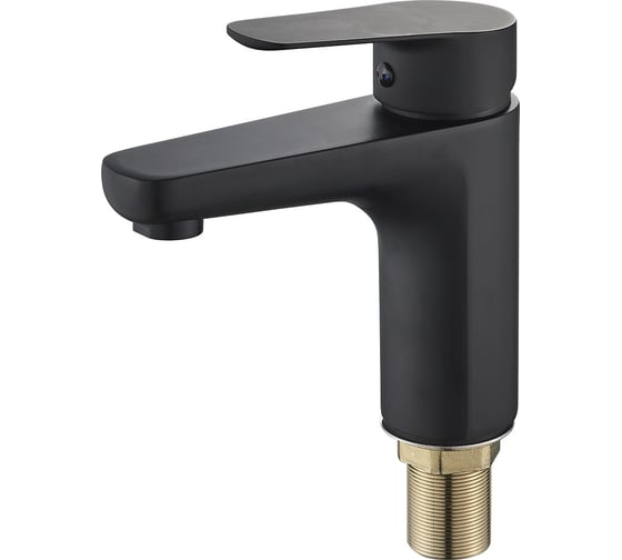 Смеситель для умывальника ALOUTE Тюльпан с коротким изливом, черный матовый, крепление на гайке A0801H 1
