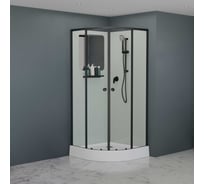 Душевая кабина RGW 100х100х200 AN-208-B Полукруг/Чёрный/Прозрачное/5 мм (3 уп.) 381320800-14