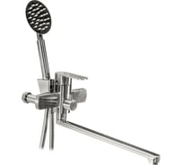 Смеситель для ванны Damento SEMPLICE BA01.10, шаровый, нерж.сталь, излив 350 мм, лейка 3 режима (1/10) 016308