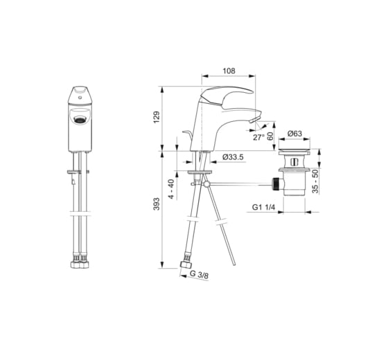 Смеситель для раковины ORAS Polara 1400F 00000047962