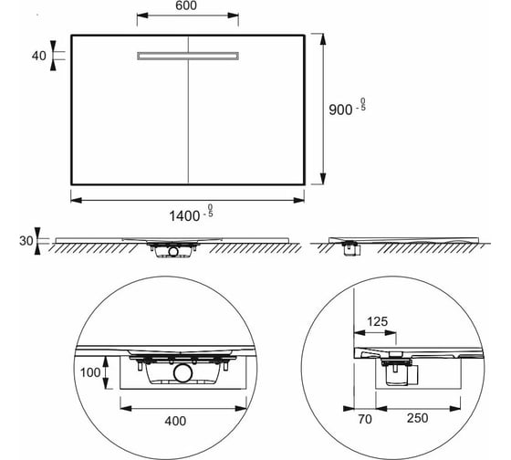 Душевой поддон JACOB DELAFON SURFACE 140х90х3 см, белый 00000063534 E62630-SS2