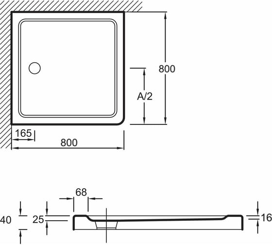 Акриловый душевой поддон JACOB DELAFON FLIGHT квадратный, 80x80x4 см, белый 00000060636 E62441-00