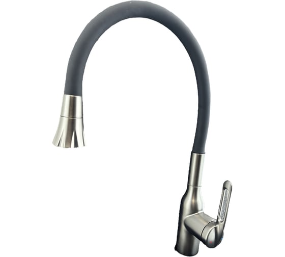 Смеситель для кухни OUTE из нержавеющей стали SUS 304 цвет графит с гибким черным силиконовым изливом T714Y 1