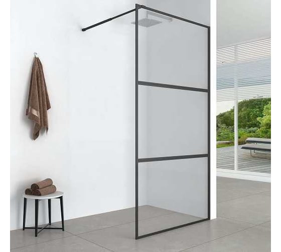 Душевая перегородка Aquanet SW-1000BT 100х200см, суппорт, стекло 6 мм,  прозрачный, профиль черный крашенный (352341) 00352341 1