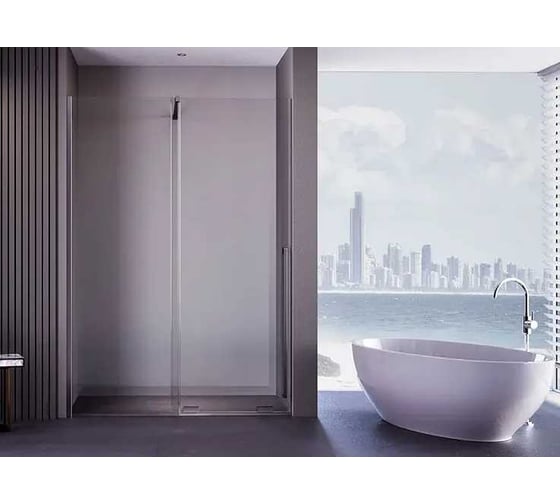 Душевая перегородка Aquanet SW-1000GRT 100х200см, суппорт, стекло 6 мм, прозр, профиль графит крашенный (352349) 00352349 1