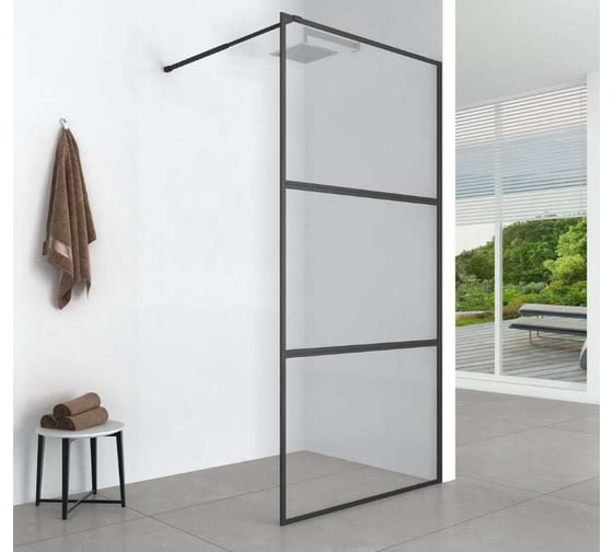 Душевая перегородка Aquanet SW-900BT 90х200см, суппорт, стекло 6 мм,  прозрачный, профиль черный крашенный (352340) 00352340 1