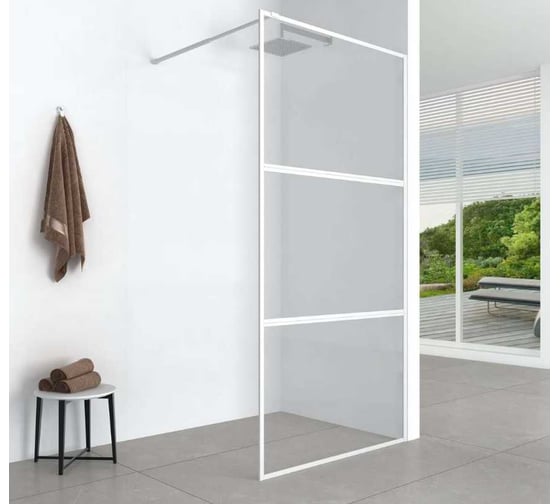 Душевая перегородка Aquanet SW-1200WT 120х200см, суппорт, стекло 6 мм,  прозрачный, профиль белый крашенный (352346) 00352346 1